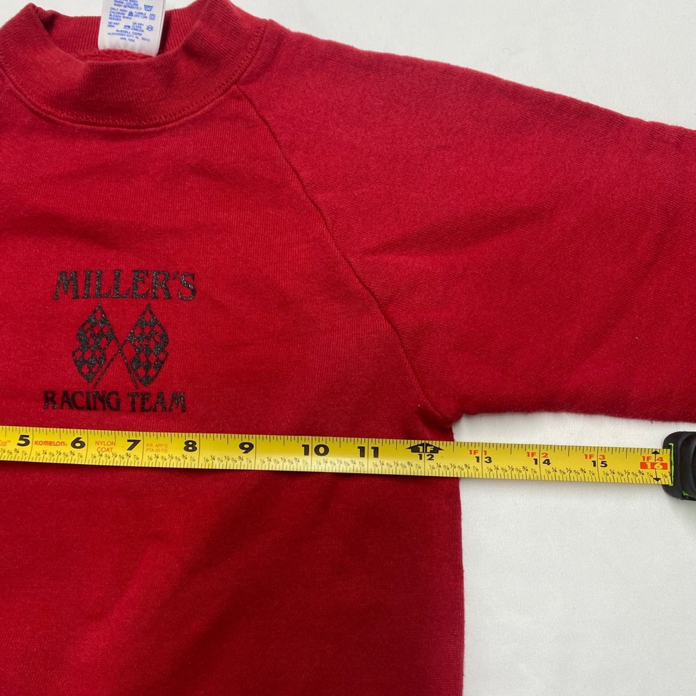 Vintage Jerzees Millers Racing Team Red Crewneck Sweatshirt Kids S 6-8 USA Made - Picture 5 of 7